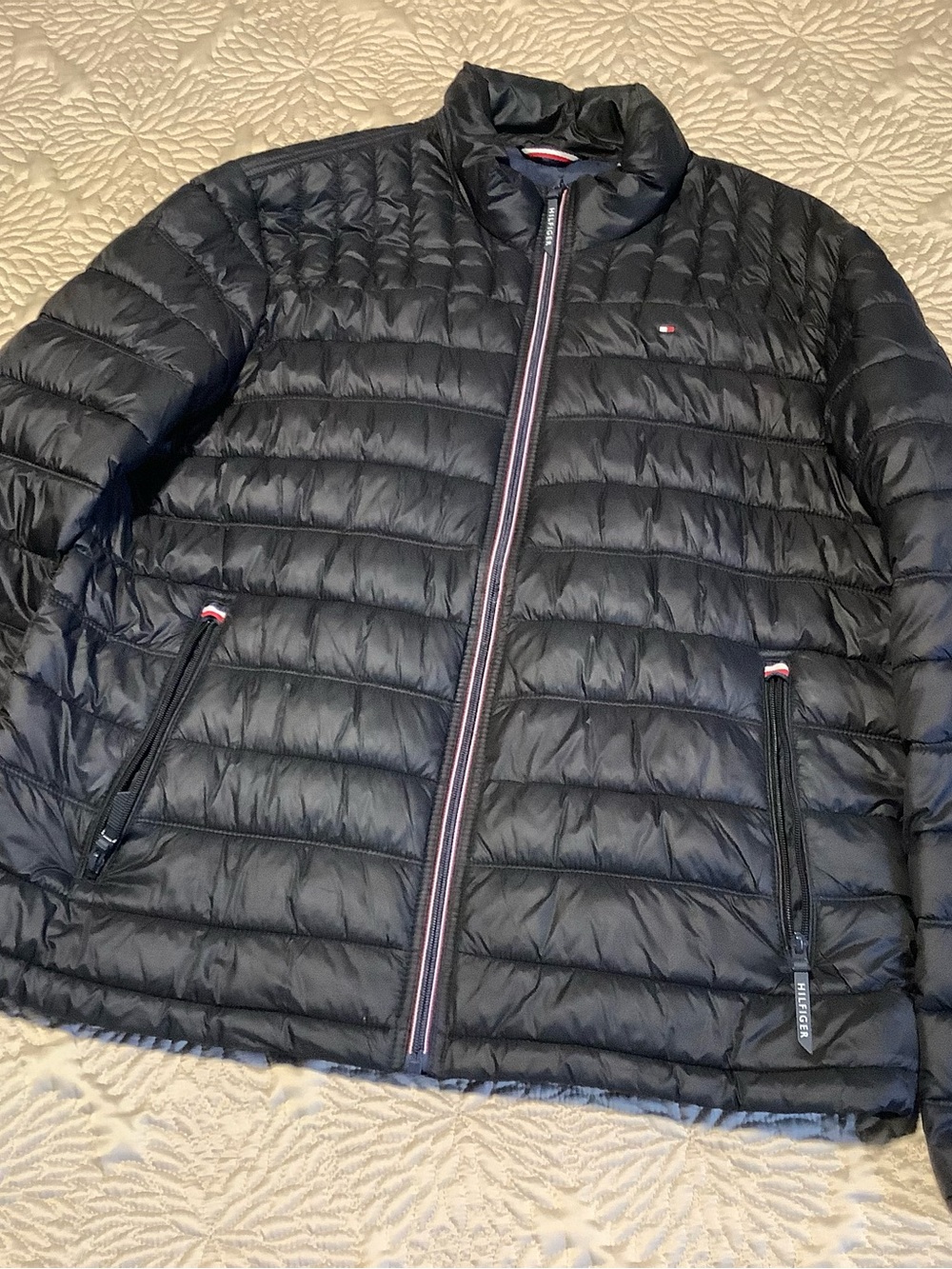 Tommy Hilfiger Black Lightweight Quilted Jacket with Signature Trim XL
